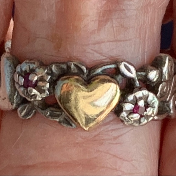 Vintage ArtCarved 14k SS Ruby Flower Bird Butterfly Band Sz 6 - Picture 2 of 7